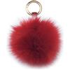 Xsclpomddy Portachiavi con pompon in pelliccia di volpe, grande, con palla di pelliccia soffice, ciondolo per borsa, Rosso, 5.9in