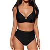 CUPSHE Bikini da donna, effetto avvolgente, con ferretto push up, mutande a vita alta, costume da bagno a 2 pezzi, moda mare