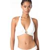 Michael Kors Swimwear Solid Logo Ring Halter Top Parte Superiore del Bikini, Bianco, M Donna