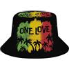 JopaJre 1 Love Music Reggae Rasta Cappello alla pescatora per donne e uomini Cappello da pescatore Cappello da spiaggia ripiegabile Cappellini da viaggio all'aperto, 1 Love Music Reggae Rasta, Taglia