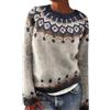 Generic Maglione da donna in cashmere con motivo Fair Isle, vintage, a maniche lunghe, morbido, caldo, di classe, in stile nordico, maglione a girocollo, taglie forti, tunica casual da donna, per l'uso