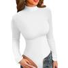 VICHYIE Body da donna a maniche lunghe, elegante colletto alto, stile basic aderente, ideale come canottiera