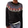Generic Maglione da donna in cashmere con motivo Fair Isle, vintage, a maniche lunghe, morbido, caldo, di classe, in stile nordico, maglione a girocollo, taglie forti, tunica casual da donna, per l'uso