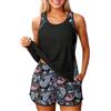 Generico Tankini Donna Mare Curvy Costume da Bagno Due Pezzi Push Up Canottiera e Pantaloncino Vita Alta Costume Tankini Imbottito Modellante Taglie Forti Sportivo Costumi Piscina Spiaggia Swimwear Beachwear