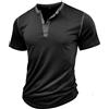 MakingDa Henley Shirt Uomo Manica Corta Vintage Bottoni Palestra Muscle Fit T Shirt Estiva Tinta Unita Golf Informale Traspirante Soffice Classico Slim Lavoro Sportiva Grandad Shirt