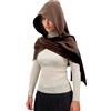 PAIDAXING Costume di Halloween da uomo donna scialle medievale con cappuccio unisex vintage in lana corta mantello gotico tinta unita sciarpa con cappuccio per feste di Halloween, cosplay, eventi a
