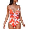 CUPSHE Costume da bagno intero da donna con scollo a V profondo con spalline regolabili Costume da bagno arricciato sul davanti e sulla schiena bassa