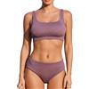 CUPSHE Bikini da donna con scollo quadrato, due pezzi, costume da bagno sportivo testurizzato incrociato, vita media, Viola polvere., M