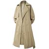 Generic Trench da uomo Lungo Doppiopetto Cappotto di Lana Con Cintura Casual Sciolto Trench Con Tasche Tinta Unita Manica Lunga Giacca A Vento Outwear Moda Plus Size Giacca Top, cachi, XL