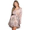 Guess Eco Long Sleeve Sibilla Belt Dress Vestito, Stampa Jaguar in Polvere Naturale, L Donna