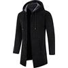 Generic Giacca da uomo con cappuccio Cappotti da uomo con cerniera intera con tasche Cappotto leggero per uomo tinta unita manica lunga giacca a vento tinta unita casual confortevole cappotto cardigan giacche