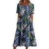 fartey Abito a maglietta da donna 2025 casual plus size estivo midi abito boho stampa floreale sciolto abiti lunghi fluidi con tasche