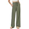 Glacspyg Ladies Pants Flowy Wide Leg Casual Beach High Waisted Drawstring Palazzo Pants con Tasche Grigio-Verde 2XL
