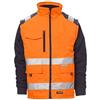 Payper HIWAY Giacca uomo alta visibilità da lavoro 100% poliestere bande 3M chiusura zip tasca porta cellulare Taglie Forti Arancione Fluo/Blu Navy (4XL)