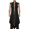 UniqKaliber Gilet medievale vichingo da uomo, stile rinascimentale, stile vintage, senza maniche, lungo, Nero