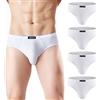wirarpa Slip Uomo Microfibra Mutande Elastico Pacco da 4 Bianco Taglia M