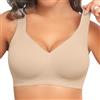 PoseFree Reggiseni da donna Reggiseno senza ferretto Supporto per tutti i giorni Senza Cuciture Morbido Comfort Copertura Completa Reggiseno Imbottito Senza Fili M-4XL, Nude, L