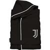 hermet Juventus, Accappatoio In Microspugna Bambino Con Cappuccio 100% Cotone, Busta Salvaspazio, tg. 8/10 Anni, Prodotto Ufficiale, Nero