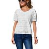 CUPSHE Top estivo da donna girocollo con occhielli in pizzo cotone top a sbuffo manica corta sangallo camicetta casual
