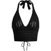 Naileksi Top da donna con lacci senza schiena, all'uncinetto, crop top Y2k, slim fit, senza maniche, scollo a V, retro con lacci, canotta, nero, S