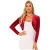 Allegra K Bolero da donna a maniche lunghe in velluto, Rosso, S