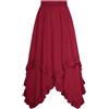 Generic Gonna medievale da donna midi a vita alta, per costume tradizionale rinascimentale con orlo irregolare, sottoveste vittoriana, gonna a strati da pirata, costume festivo per Halloween e carnevale