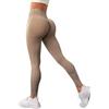 HWJFDC Leggings Donna Pantaloni da Yoga a Vita Alta Che sollevano i Fianchi e Che legano Il Fitness, Leggings Sportivi Senza Cuciture for Le Donne(Khaki,M)