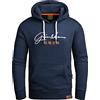 Grin&Bear Felpa con Cappuccio con Stampa Logo da Uomo Blu Marino XXL GEC703