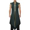 UniqKaliber Gilet medievale vichingo da uomo, stile rinascimentale, stile vintage, senza maniche, lungo, Nero