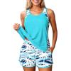 Generico Tankini Donna Mare Curvy Costume da Bagno Due Pezzi Push Up Canottiera e Pantaloncino Vita Alta Costume Tankini Imbottito Modellante Taglie Forti Sportivo Costumi Piscina Spiaggia Swimwear Beachwear