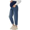 POSHGLAM Jeans premaman stile Boyfriend da donna, sopra la pancia (a fascia alta), elastici, comodi, larghi, pantaloni in denim casual con tasche, taglie S-XXL, M