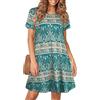 elescat Abito da donna senza maniche, estivo, spiaggia, boho, motivo floreale, abito domenicale, swing, copertura ampia e casual, Stampa bohemian verde, XL