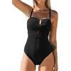 CUPSHE Costume da bagno da donna con scollo profondo, effetto avvolgente, coppe modellate a coste, tinta unita, costume da bagno