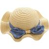 Aiyomimo Cappello di paglia per neonati, con fiocco, primavera, estate, da spiaggia, giallo., 6-12 Mesi