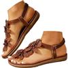 Generico Sandali Donna Estive,Sandali Donna Estive Comode Piatti Ciabatte con Decorazioni A Fiore Eleganti Bohemia Open Toe Sandalo per Spiaggia, Casa e Mare,36-43, Marrone,43