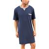 Enjoyoself Uomo Maglie Pigiama in Cotone Camicie Lunghe da Notte Pigiama Comoda Maniche Corte-tipo3-blu Scuro/L