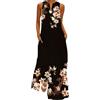 ticticlily Vestiti Lunghi Donna Taglie Forti Estivi Vestito Senza Manica e Scollo V Stampa Floreale Abito Lungo Maxi Sciolto Abiti Tunica per Donna Nero B L