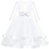 Sunny Fashion Vestito Bambina Manica Lunga Rosso Palla Toga Nozze Festa Pageant 6-12 Anni