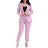 shownicer Tailleur Pantalone Donna Curvy Completo Blazer e Pantaloni Tuta Ufficio e Lavoro Completo Tailleur Due Pezzi Taglie Forti Completo Set da Cerimonia E Rosa Chiaro XXL