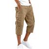 Generico Pantaloni Corti Uomo Estivi 3/4 Bermuda Cargo Pantaloncini Slim Fit Molte Tasche in Cotone Tasconati Casual Shorts Pantaloni Corti Sportivi