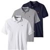 U.S. Polo Assn. Polo Classica da Uomo, con Chiusura a Due Bottoni, Polo in piqué, Estiva, alla Moda, da Golf, Grigio mélange/Bianco/Navy Classico, L