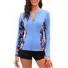 Tuopuda Rash Guard Donna Maniche Lunghe Maglietta Anti UV UPF50+ Top Protezione Solare Camicie da Bagno Asciugatura Rapida con Chiusura Lampo per Nuoto Surf Snorkeling