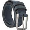 No Limits Cintura Uomo in Vera Pelle Scamosciata Con Doppia Cucitura, Alta 4 cm, Fibbia Nickel Free, Accorciabile, Con Scatola, Blu