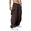 Puupaa Autentici pantaloni della tuta da uomo a gamba larga, stile vintage Y2k, hip hop, streetwear, pantaloni cargo da paracadute (S Coffee)