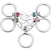OTXIXTO Portachiavi Pezzo Puzzle a Cuore Argento/Oro/Nero Personalizzato Portachiavi Puzzle Nomi Personalizzato con Pietra di Nascita Set di Portachiavi Incisi in Acciaio Inox per Coppie Sorelle Amici