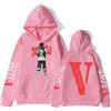Silver Basic Rapper J-W&V Hoodie Donna Uomo Felpe con Cappuccio Hip Hop Papper Stampato Oversize Harajuku Tops L,Rosa-1