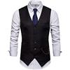 RONGKIM Showu Gilet classico da uomo con motivo cachemire, doppiopetto, slim fit, formale, per matrimoni e affari, Nero 2, XL