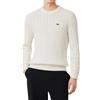 Lacoste French Fashion Sport Regular Fit Crew Neck Long Sleeve Cable Stitch Sweater Maglione, Bianco/Verde, S Uomo