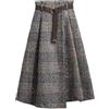 Generisch Gonna lunga da donna, elegante, invernale, a quadri, calda, in lana, a vita alta, a carreaux, per l'autunno, con vita elastica, midi, vintage, linea ad A, plissettata, tartan, a ruota, O