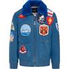 Infinity Leather Giubbotto Bomber da Uomo in Pelle con Collo e Toppe in Pelle di Pecora Stile Top Gun Air Force A2 Flight